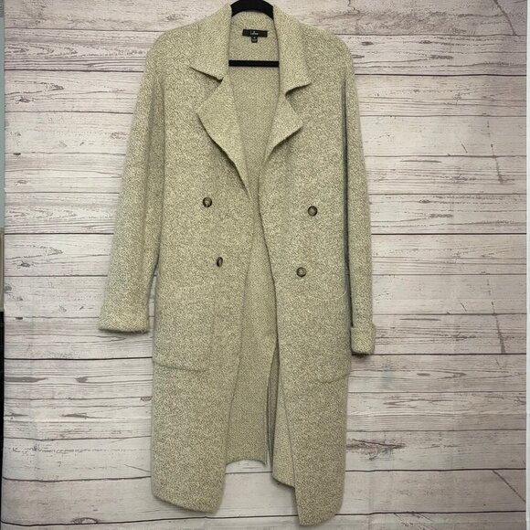 Lulus Cream Trench Coat Style Cardigan Medium - Picture 1 of 9